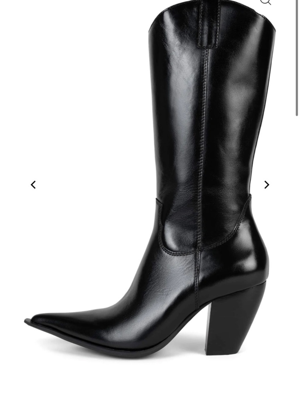 Jeffrey Campbell Reckon Black Pointed-Toe Mid-Calf Western Block Heel Boot